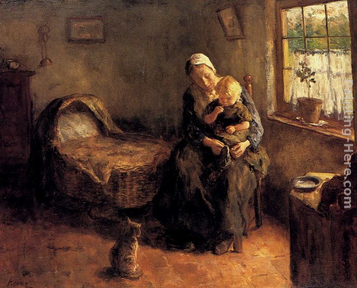 Dressing The Baby painting - Jacob Simon Hendrik Kever Dressing The Baby art painting